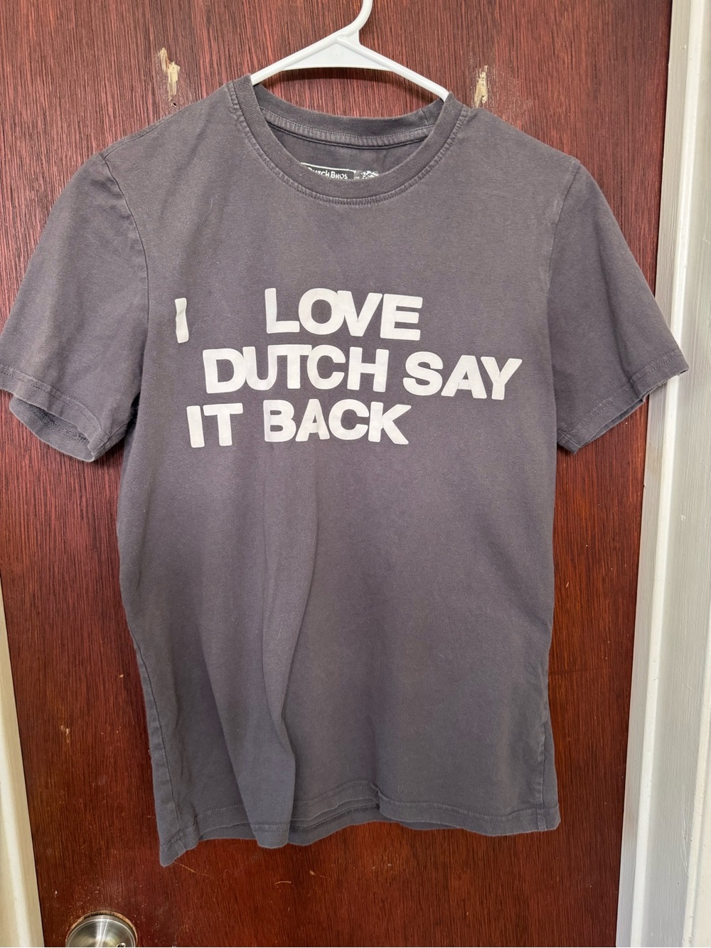 Dutch Bros Gray Short-Sleeve Graphic Tee with White Slogan